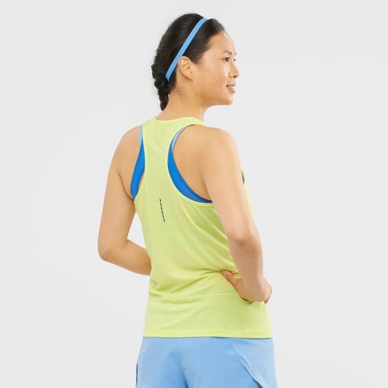 Salomon Cross Run Women's Tanks Lemon | CA 63I21